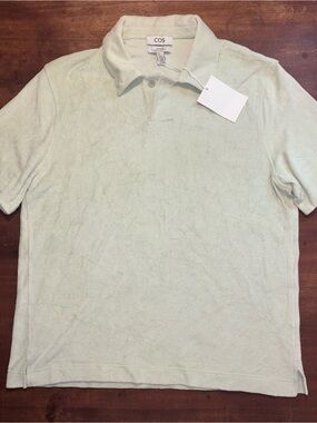 COS Men's Pale Mint Towelling Terry Polo